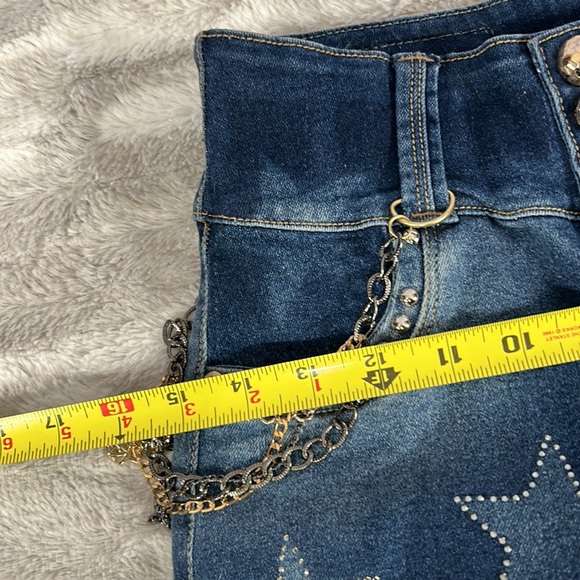 NYE Colombian made butt lifting star chain bling distressed jeans sz US 3 - Picture 9 of 13